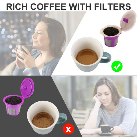 Brew Ready Refillable K Cups For Keurig With 100 Paper Filters And Lids, 2 Pack, demonstrating coffee brewing benefits.