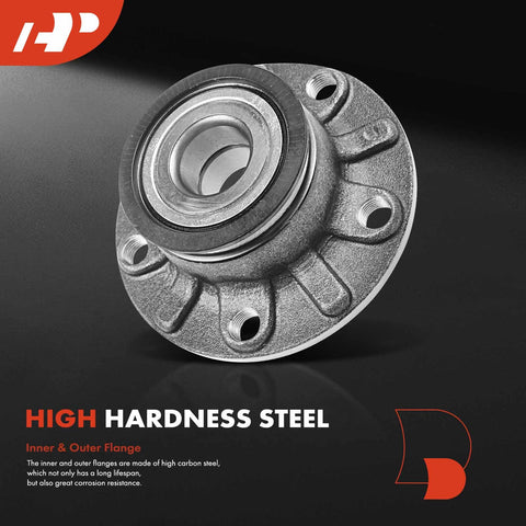Two Pack Rear Wheel Bearing And Hub Assembly For Audi And Volkswagen Vehicles, Heavy Duty Quality, steel flange and bearing