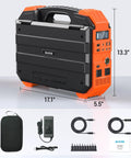 Portable Power Station 1600W Peak 3200W with Built In Solar Panel 1024Wh LiFePO4 Battery USB C Fast Charge, size and accessories shown