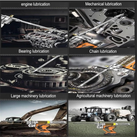 Electric Grease Gun With Lithium Battery Power for industrial machinery lubrication shown in various applications