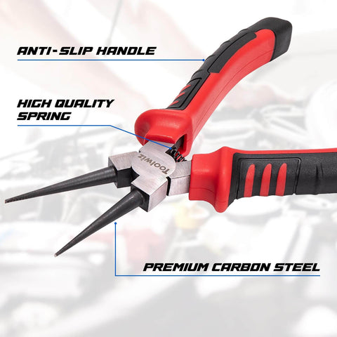 4 Piece Snap Ring Pliers Set For Internal And External Retaining Rings, 7 Inch Heavy Duty Circlip Pliers With Straight And Bent Jaws