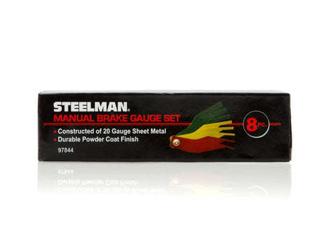No Brainer 8 Piece Brake Lining Thickness Gauge Set With Color Coded Steel Blades For Disc And Drum Brake Pads displayed in packaging.