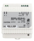 60W 24V DIN Rail Power Supply, Single Output AC DC Switching PSU DR-60-24, rail-mounted white aluminum case with terminals