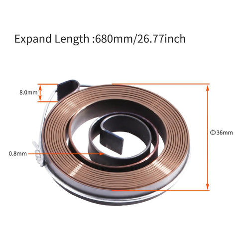 2 Pack Drill Press Return Springs For Quill Assembly, 1.42 Inch Od, 0.03 Inch Thick, dimensions labeled, coiled spring
