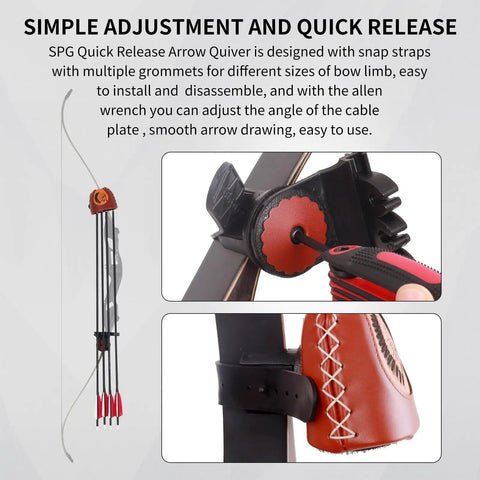 Adjustable Leather Archery Arrow Quiver With Quick Shoot System For Longbow Or Recurve Bow Holds 4 Or 6 Arrows Easy Clip
