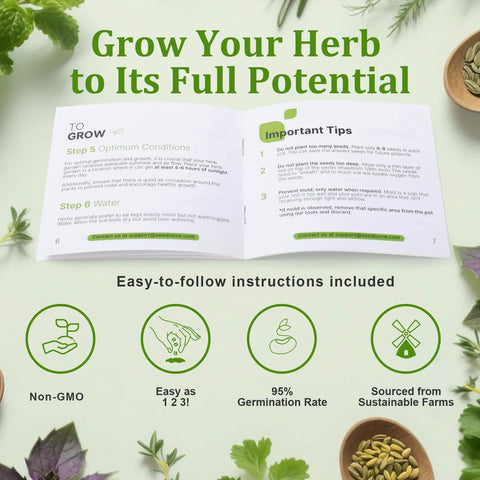 Indoor Herb Garden Starter Kit Beginner Friendly With 7 Herbs Like Basil Parsley Thyme Mint Cilantro Dill Oregano Includes manual