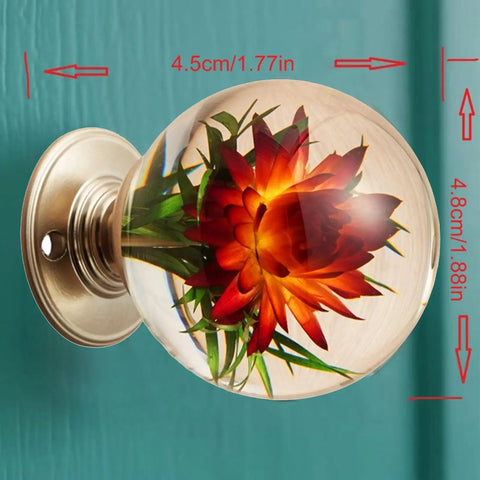 Swanky Resin Crystal Ball Cabinet Knobs Rad Furniture Pulls Durable Metal Wardrobe Handles smooth swap with floral design.