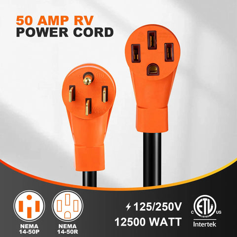 30 Foot 50 Amp RV Extension Cord With Grip Handle Built For Tough Jobs Heavy Duty STW 6 3 And 8 1 Gauge 125 And 250 Volt