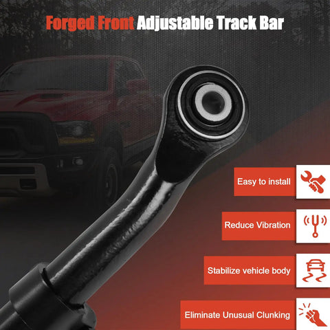 Heavy Duty 0-5 Inch Front Adjustable Track Bar for Ram 2500 4WD Lifted Trucks Boosts Steering Stability, Keeps Axle Centered, And Improves Handling After a Big Lift, forged steel