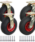 Dead Simple Heavy Duty Vacuum Air Caster Wheels 200MM 250MM with steel brackets and tubeless rubber tires for smooth transport.