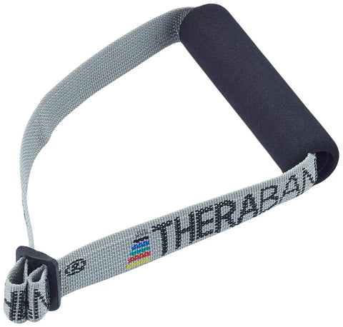 Soft Foam Grip Handles For Resistance Bands And Tubing, Ergonomic Workout Handles With Secure Buckle, Black, shown with strap.