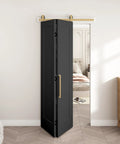 Ridiculously Tough 36 By 84 Inch Vinyl Wrapped Bifold Barn Door For Closet Pantry Laundry Room in sleek black finish.