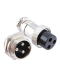 Beefy 3 Pin Aviation Plug Socket Set For Panel Mount, Metal Wire Connector With Screw Type Male And Female Contacts, 400V 5A