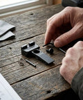 Beefed Up Battlesight Rear Sight for Colt Python Anaconda with tools on table, adjustable windage and elevation, U notch