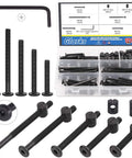 All In One M6 Hex Socket Cap Bolts And Barrel Nuts Kit 120 Pcs Black Finish with detailed view of components and box