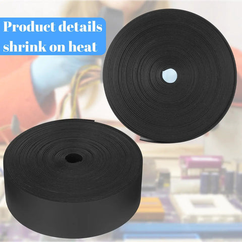 1 Inch Heat Shrink Tape For Electrical Wiring Black Shrink Wrap Tape With Heat Activated Adhesive Melts Seals Strong Wire Protection
