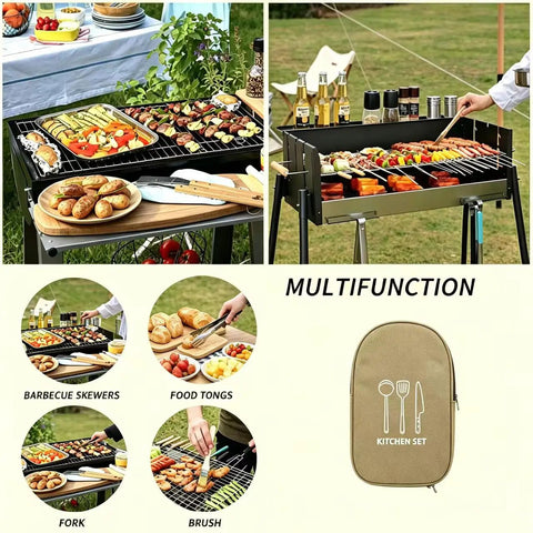 Waterproof Camp Kitchen Knife Bag With Large Capacity Storage And Hooks For Camping Outdoor Cooking Gear Organizer
