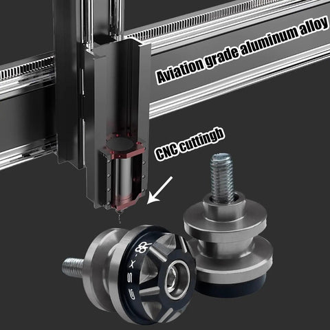 GSX 8R CNC Aluminum Swingarm Spool Slider Kit Orange Anodized Pro Grade Motorcycle Accessory For 2023 2024 2025 2026 Suzuki GSX R Models With Heavy Duty Stainless Screws And Easy Install Bracket on dark background, aviation grade aluminum displayed