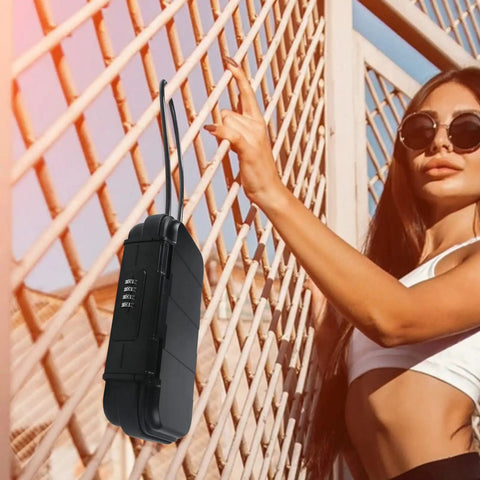 Portable Safe Lock Box With Cable And Combination Code Water Resistant ABS Travel Safe for outdoor security