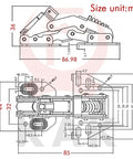 Technical drawing of Five Pack Hydraulic Cabinet Hinges With Soft Closing Dampers for precise dimension reference