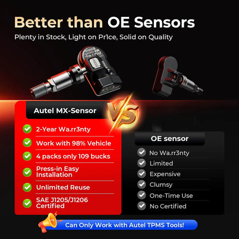 MX Sensor TPMS One Sensor With 315 And 433 MHz Metal Valve Press In Programmable Tire Pressure Sensor For Easy Auto Tire Maintenance And Seamless Wheel Fitment side view