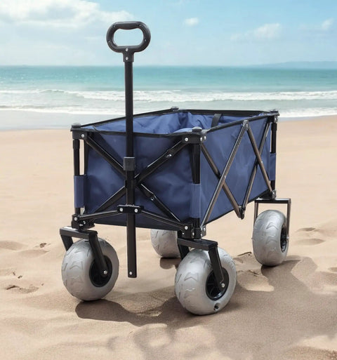 Beach Wagon With Big Wheels For Sand All Terrain Steel Frame Utility Cart With 9 Inch Pneumatic Tires Collapsible Folding Design Sand Warrior RX800 Heavy Duty on beach