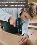 Person using a drill with 5 Piece H6.0 Hex Head Drill Bit Wrench Set With 6mm Flat Tip, One Quarter Inch Hex Shank, 100mm Long