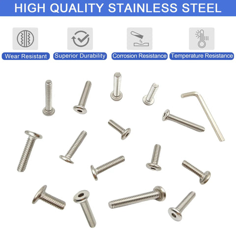 61 Piece 1/4-20 Flat Head Hex Socket Cap Screws Assortment Kit Forged From Premium 304 Stainless Steel Features full thread, hex key and various lengths.