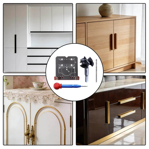Cabinet Door Mounting Jig With Precision Hinge Locator 8x8.5x1.5cm Adjustable Hinge Drilling Positioner and installation tool.