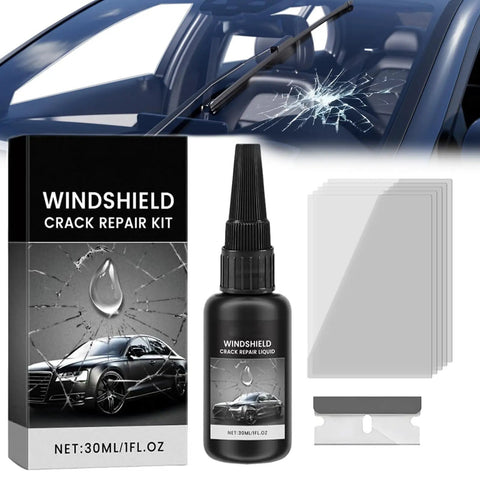2026 Upgraded Windshield Crack Repair Kit For Quick Fixes All Crack Types DIY Auto Glass Tool For Windshields Windows And Mirrors No Fuss Install Ultra Reliable Travel Ready shown with box and applicator.