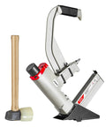 Heavy Duty Pneumatic Flooring Nailer With Rubber Mallet For Fast Hardwood And Engineered Wood Installations. Kit includes nailer and rubber mallet.
