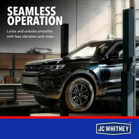 Rear Right Door Lock Actuator For Chevrolet GMC Models installed on a black SUV in a garage for seamless operation.