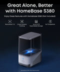 eufy HomeBase S380 shown as compatible with 4K Solar Wireless Outdoor Security Camera With Triple Lens Bullet PTZ system.
