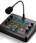 All In One Live Sound Card Mixer With Gooseneck Mic And Voice Changer For Streaming Gaming And Recording On Phone PC And Laptop Bluetooth DSP Reverb Noise Reduction