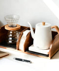 Acacia Wood Coffee Bar Station Organizer Stand For Pour Over Nerds And Filter Holders Countertop Wooden Caddy with kettle