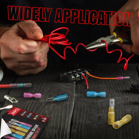 Heat Shrink Spade Connectors Kit 300 Pieces AWG 22 10 Electrical Wire Connectors for Watercraft Electronics and Automotive Use