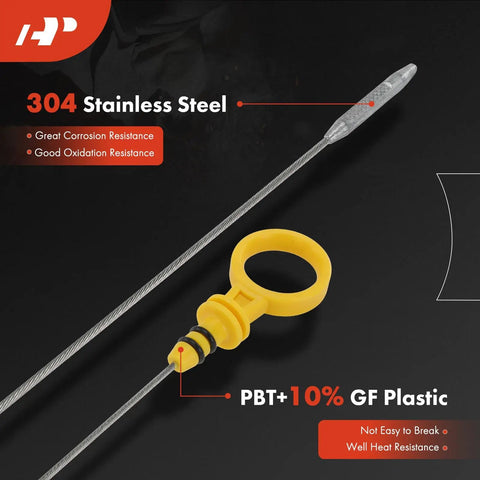 Engine Oil Dipstick For 2.2L 2.4L 2.5L Engines Fits Chevy Equinox Malibu Impala HHR GMC Terrain Buick Regal Verano LaCrosse Saturn Vue Sky Aura And More, stainless steel rod with yellow handle, 304 stainless steel, corrosion resistance