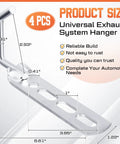 2 Pack Exhaust Hanger Set Universal Muffler Hanger Swivel Tail Pipe Bracket Heavy Duty Flexible Mounts For Cars Trucks SUVs Bolt On Easy Install Durable Stainless Steel Perfect For Retrofit Upgrades And Quiet Exhaust Alignment Silver, 4 pcs size chart