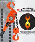 6 Ton Manual Lever Chain Hoist With 20 Ft Lift Height Heavy Duty Come Along Winch Dual Pawl Brake in warehouse setting