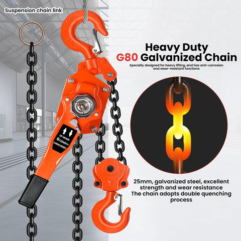 6 Ton Manual Lever Chain Hoist With 20 Ft Lift Height Heavy Duty Come Along Winch Dual Pawl Brake in warehouse setting