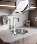 RV kitchen with Stainless Steel Bar Sink 17x19x10 Undermount, 16 Gauge RV And Outdoor Wet Bar Sink With Grids And Drain Strainer