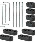 Beefed Up Heavy Duty Rubber Exhaust Hanger Kit 16 Pieces With 2 Hole And 4 Hole Design for Adjustable Exhaust Height 0.47 Inch