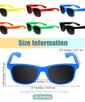 Size information of neon sunglasses in 6 colors for Inflatable Beach Balls And Neon Sunglasses Set For Pool Party Favors 48 Pack Includes 24 Beach Balls And 24 Sunglasses Adults Summer Water Fun Toys Beach Park Backyard Party Supplies.