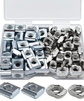 Beefy M5 T Nut Set for 6mm T-Slot Aluminum Extrusion, 100 pcs, dual type slide-in and hammer head in storage case, carbon steel