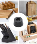 Twelve Piece Set Of Heavy Duty Round Rubber Feet Bumpers With Included Stainless Steel Screws One Inch Wide Top Half Inch Tall Anti Scratch Cabinet Table Leg Pads Rock Solid Non Slip Grip Kit on wooden kitchen items.