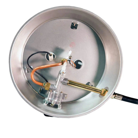 Interior components of LPC25 15000 To 25000 BTU Propane Convection Heater With 360 Degree Heating Radius, gray metal and copper tubing.
