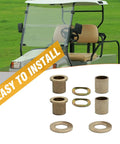 Bolt On Golf Cart Spindle Bushing Kit Upper And Lower Bronze King Pin Replaces 8067 7048 1010150 101638 For Club Car DS 1981 Up Gas Electric Models With Easy Install Thrust Bearing Washer And Wave Washer Included, bronze bushings and washers