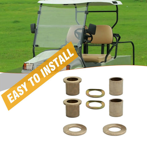 Bolt On Golf Cart Spindle Bushing Kit Upper And Lower Bronze King Pin Replaces 8067 7048 1010150 101638 For Club Car DS 1981 Up Gas Electric Models With Easy Install Thrust Bearing Washer And Wave Washer Included, bronze bushings and washers