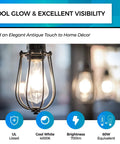 Dimmable Vintage Edison LED Bulbs For E26 Base No Flicker 60W Equivalent 4000K Cool White in lighting fixture