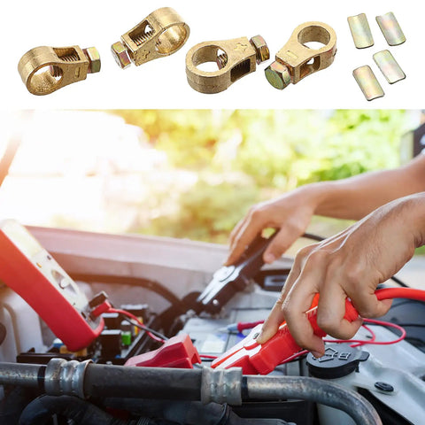 Two Pairs Pure Copper Battery Terminal Clips For Cars With Washers And Gaskets Positive And Negative Top Post Cable Connectors
